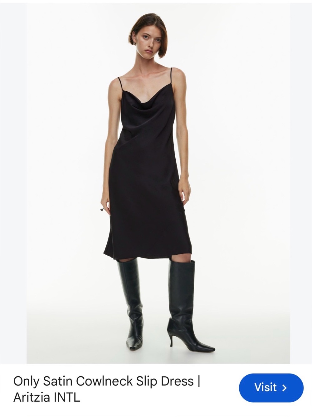Aritzia Satin Slip Dress in Black - Women's Elegant Camisole Dress